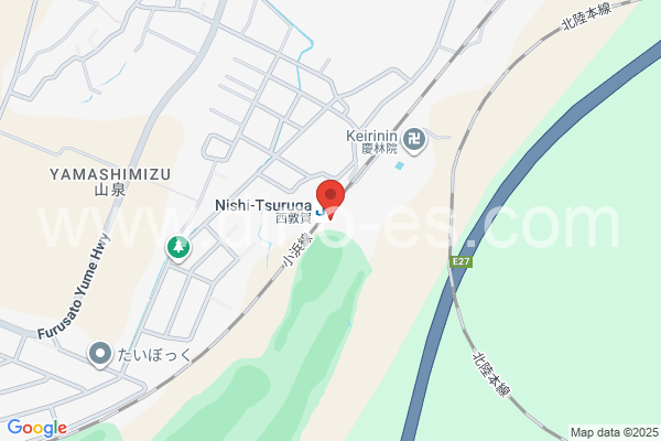 西敦賀メンズエステの地図です。map of Nishi-Tsuruga station where spa and massage salons are located