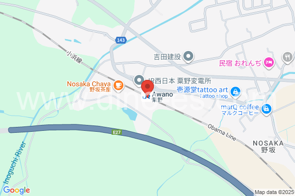 粟野メンズエステの地図です。map of Awano station where spa and massage salons are located