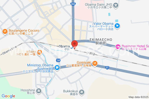 小浜メンズエステの地図です。map of Obama station where spa and massage salons are located
