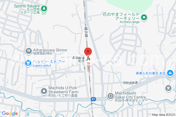 相原メンズエステの地図です。map of Aihara station where spa and massage salons are located