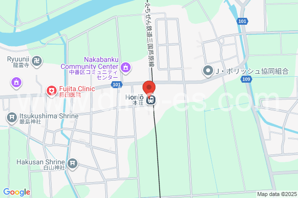 本荘メンズエステの地図です。map of Honjō station where spa and massage salons are located