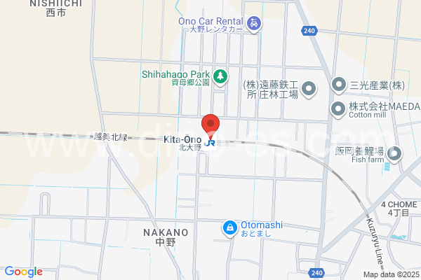北大野メンズエステの地図です。map of Kita-Ōno station where spa and massage salons are located
