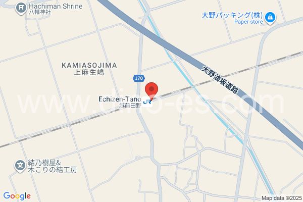 越前田野メンズエステの地図です。map of Echizen-Tano station where spa and massage salons are located