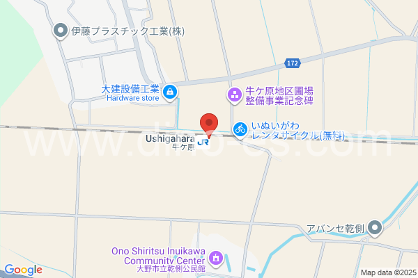 牛ヶ原メンズエステの地図です。map of Ushigahara station where spa and massage salons are located