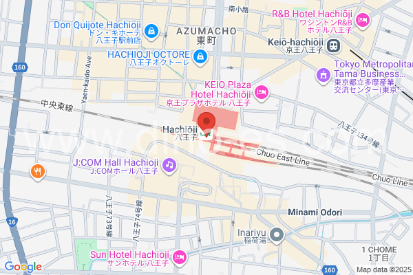 八王子メンズエステの地図です。map of Hachiōji station where spa and massage salons are located