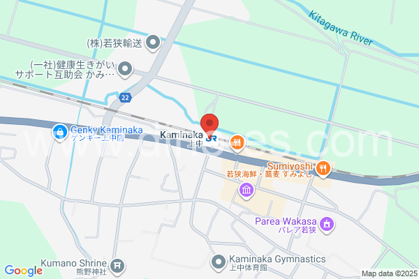 上中メンズエステの地図です。map of Kaminaka station where spa and massage salons are located