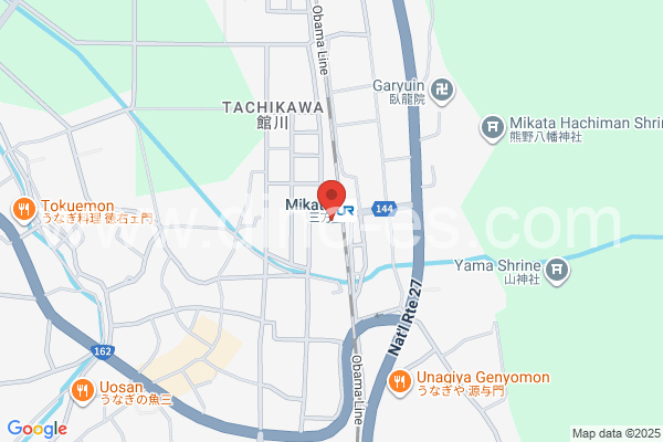 三方メンズエステの地図です。map of Mikata station where spa and massage salons are located