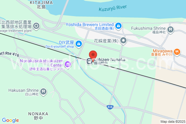 越前野中メンズエステの地図です。map of Echizen-Nonaka station where spa and massage salons are located