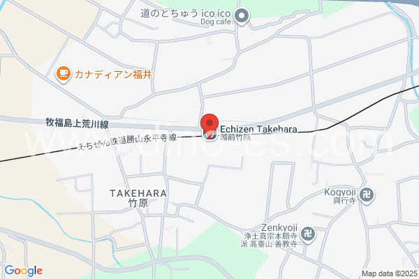 越前竹原メンズエステの地図です。map of Echizen-Takehara station where spa and massage salons are located