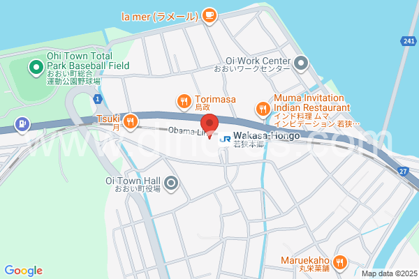 若狭本郷メンズエステの地図です。map of Wakasa-Hongō station where spa and massage salons are located