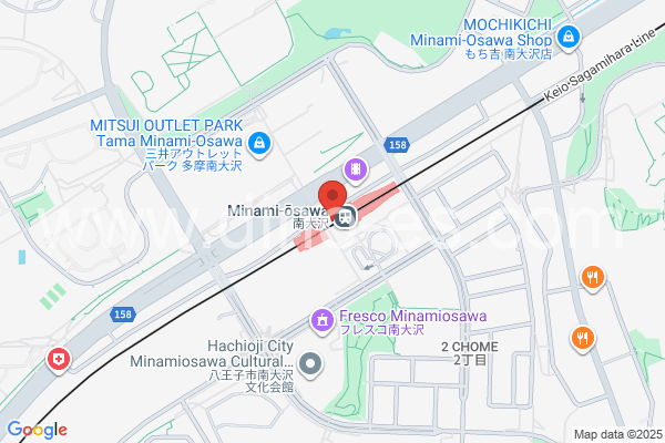 南大沢メンズエステの地図です。map of Minami-Ōsawa station where spa and massage salons are located