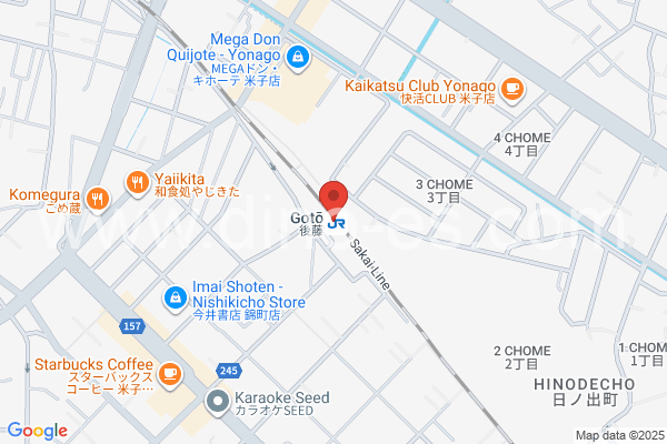 後藤メンズエステの地図です。map of Gotō station where spa and massage salons are located