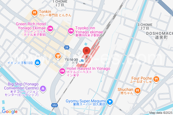 米子メンズエステの地図です。map of Yonago station where spa and massage salons are located