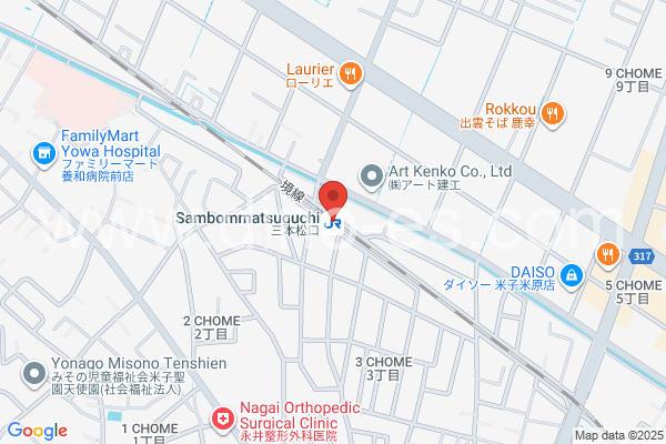 三本松口メンズエステの地図です。map of Sambommatsuguchi station where spa and massage salons are located