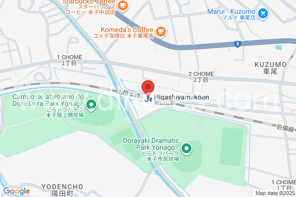 東山公園(鳥取)メンズエステの地図です。map of Higashiyamakōen station where spa and massage salons are located