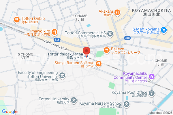 鳥取大学前メンズエステの地図です。map of Tottoridaigaku-mae station where spa and massage salons are located