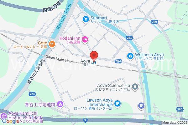 青谷メンズエステの地図です。map of Aoya station where spa and massage salons are located