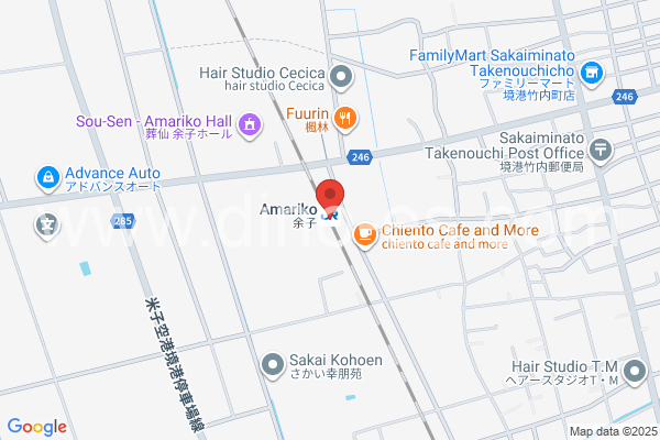 余子メンズエステの地図です。map of Amariko station where spa and massage salons are located