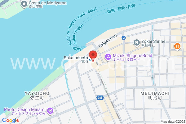 境港メンズエステの地図です。map of Sakaiminato station where spa and massage salons are located