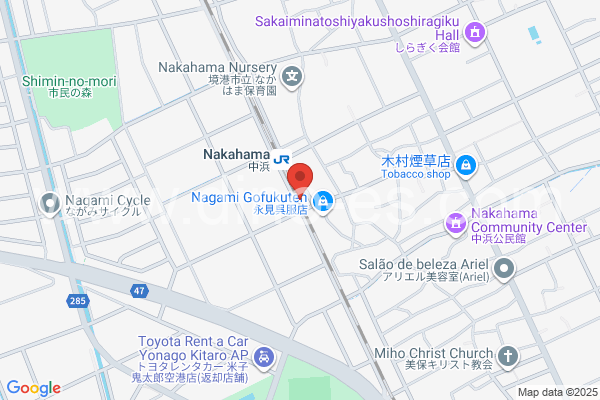 中浜メンズエステの地図です。map of Nakahama station where spa and massage salons are located