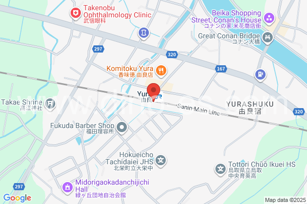 由良メンズエステの地図です。map of Yura station where spa and massage salons are located