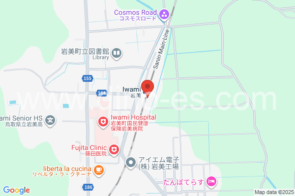 岩美メンズエステの地図です。map of Iwami station where spa and massage salons are located