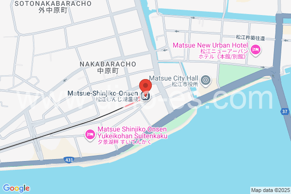 松江しんじ湖温泉メンズエステの地図です。map of Matsue Shinjiko-onsen station where spa and massage salons are located
