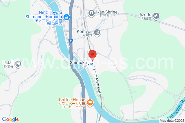下府メンズエステの地図です。map of Shimokō station where spa and massage salons are located