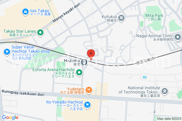 狭間メンズエステの地図です。map of Hazama station where spa and massage salons are located