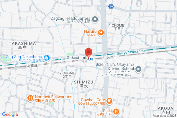 高島(岡山)メンズエステの地図です。map of Takashima station where spa and massage salons are located