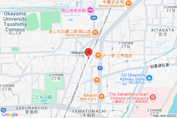 法界院メンズエステの地図です。map of Hōkaiin station where spa and massage salons are located