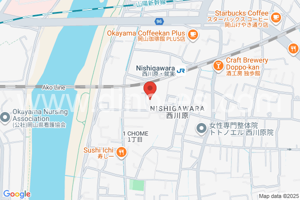 西川原メンズエステの地図です。map of Nishigawara station where spa and massage salons are located