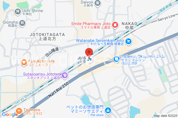 上道(岡山)メンズエステの地図です。map of Jōtō station where spa and massage salons are located