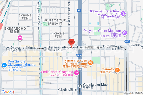 柳川メンズエステの地図です。map of Yanagawa station where spa and massage salons are located