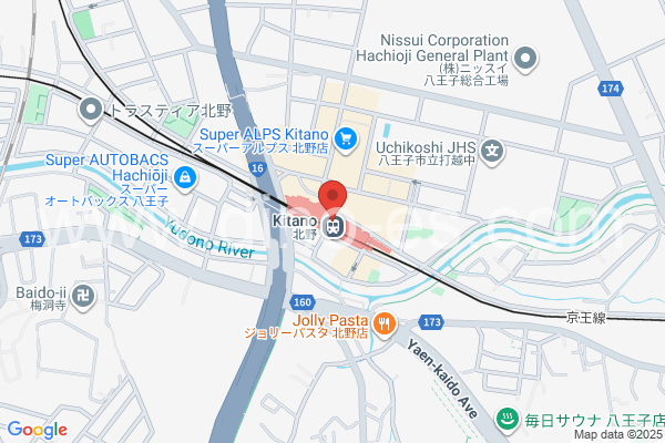 北野(東京)メンズエステの地図です。map of Kitano station where spa and massage salons are located