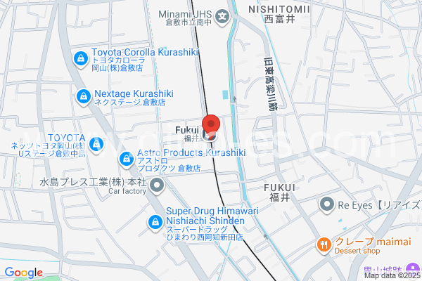福井(岡山)メンズエステの地図です。map of Fukui station where spa and massage salons are located