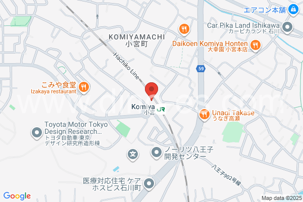 小宮メンズエステの地図です。map of Komiya station where spa and massage salons are located