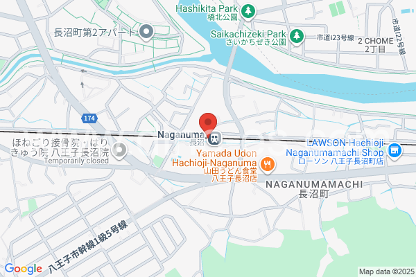 長沼(東京)メンズエステの地図です。map of Naganuma station where spa and massage salons are located