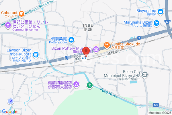 伊部メンズエステの地図です。map of Imbe station where spa and massage salons are located