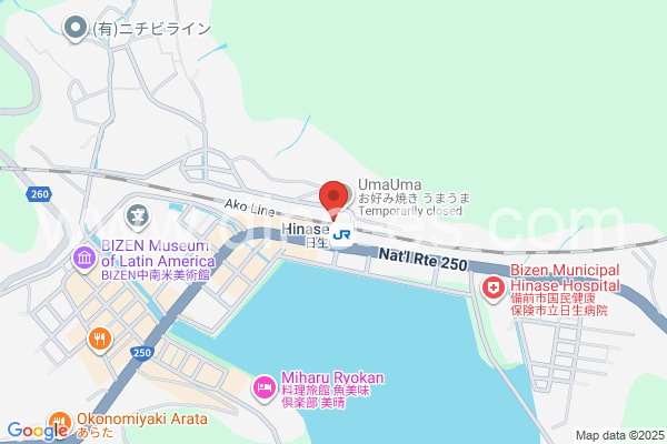 日生メンズエステの地図です。map of Hinase station where spa and massage salons are located