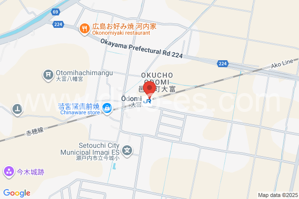 大富メンズエステの地図です。map of Ōdomi station where spa and massage salons are located