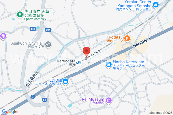 鴨方メンズエステの地図です。map of Kamogata station where spa and massage salons are located