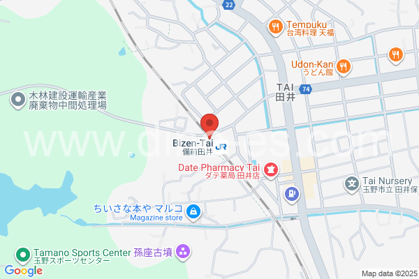 備前田井メンズエステの地図です。map of Bizen-Tai station where spa and massage salons are located
