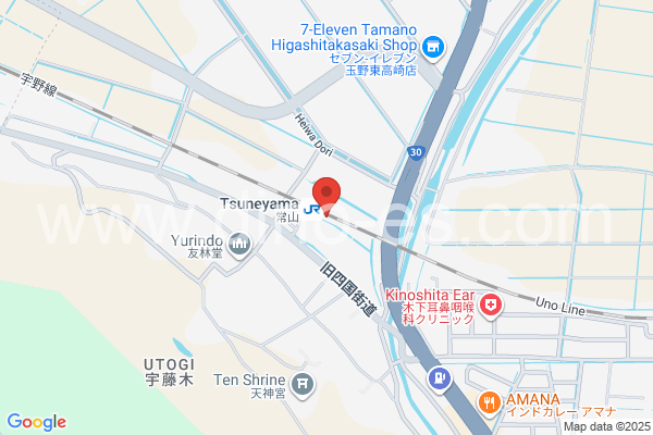 常山メンズエステの地図です。map of Tsuneyama station where spa and massage salons are located