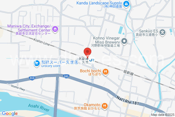 久世メンズエステの地図です。map of Kuse station where spa and massage salons are located