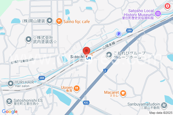 里庄メンズエステの地図です。map of Satoshō station where spa and massage salons are located