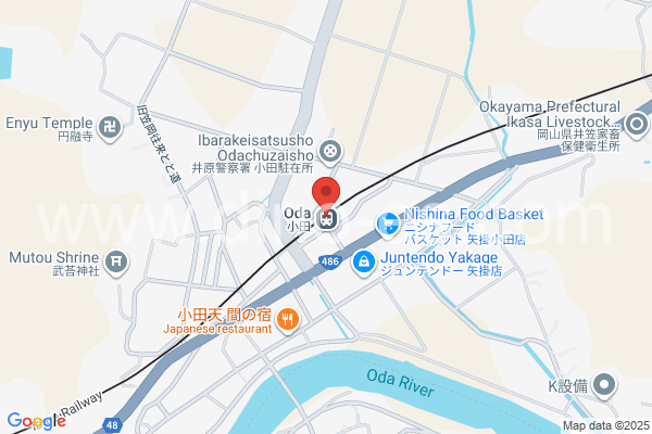 小田(岡山)メンズエステの地図です。map of Oda station where spa and massage salons are located