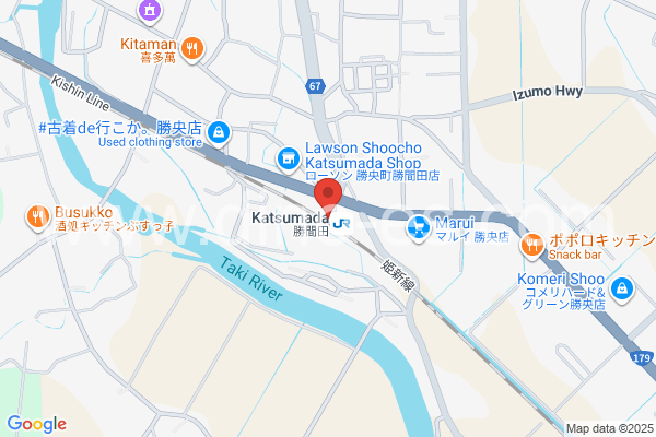 勝間田メンズエステの地図です。map of Katsumada station where spa and massage salons are located