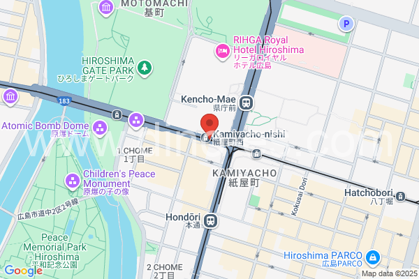 紙屋町西メンズエステの地図です。map of Kamiya-chō-nishi station where spa and massage salons are located