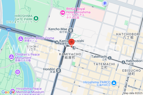 紙屋町東メンズエステの地図です。map of Kamiya-chō-higashi station where spa and massage salons are located